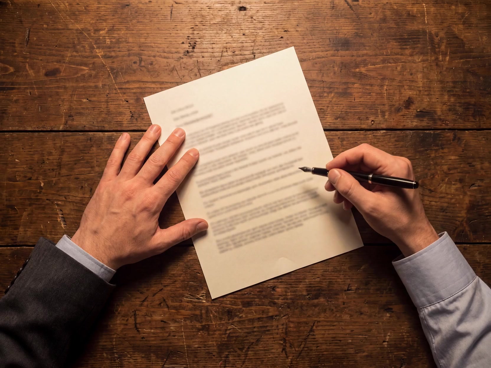 Hands marking up a draft at the desk